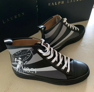 Neu $895 Ralph Lauren Purple Label Herren Leder Sneakers Stiefel Schuhe Schwarz 12 US