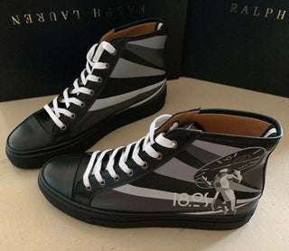 Neu $895 Ralph Lauren Purple Label Herren Leder Sneakers Stiefel Schuhe Schwarz 12 US