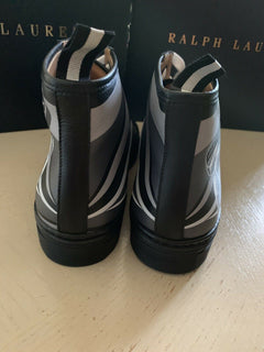 Neu $895 Ralph Lauren Purple Label Herren Leder Sneakers Stiefel Schuhe Schwarz 12 US