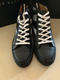 Neu $895 Ralph Lauren Purple Label Herren Leder Sneakers Stiefel Schuhe Schwarz 12 US