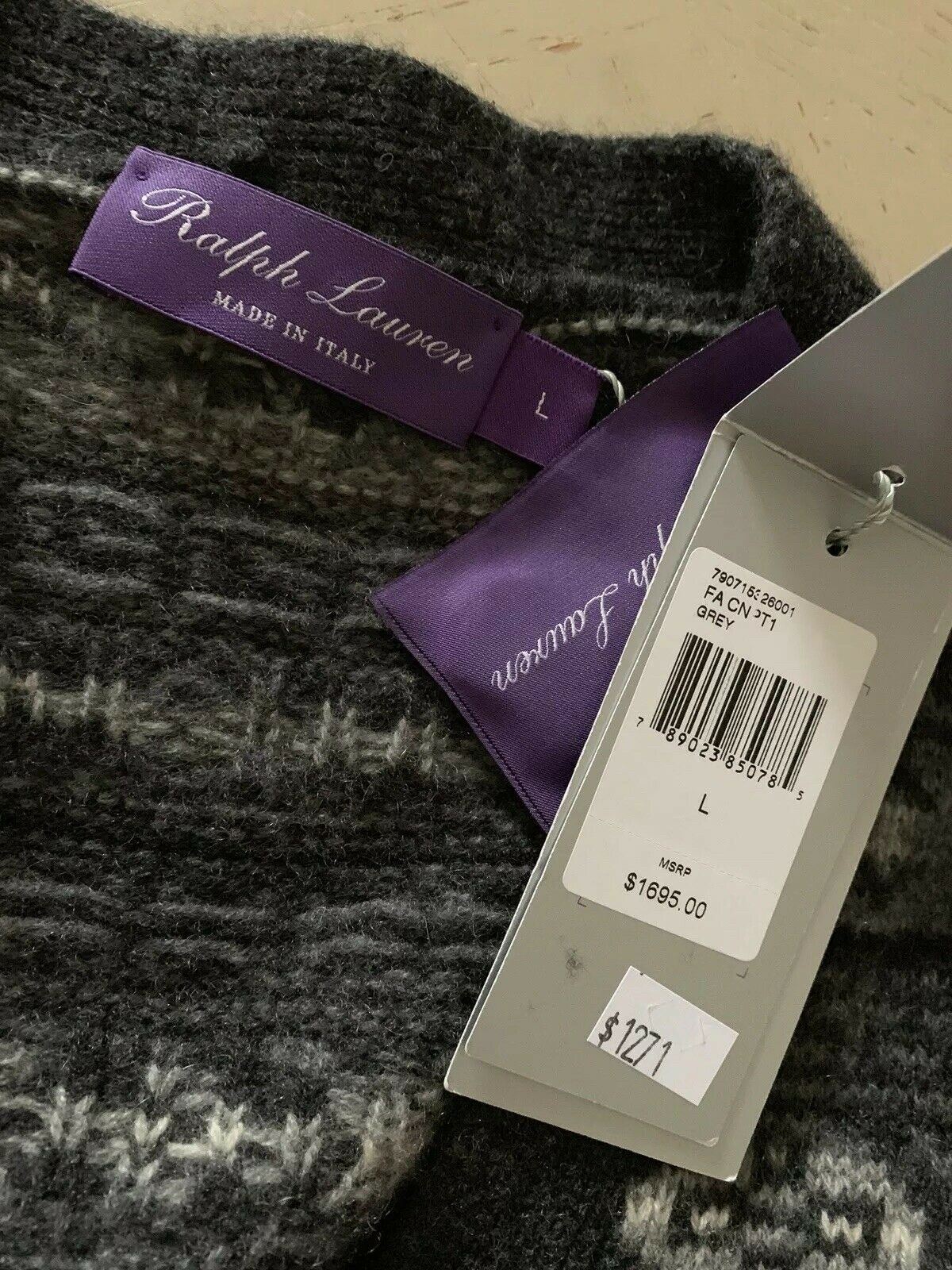 NWT $1695 Ralph Lauren Purple Label Men Cashmere Cardigan Sweater Gray L Italy