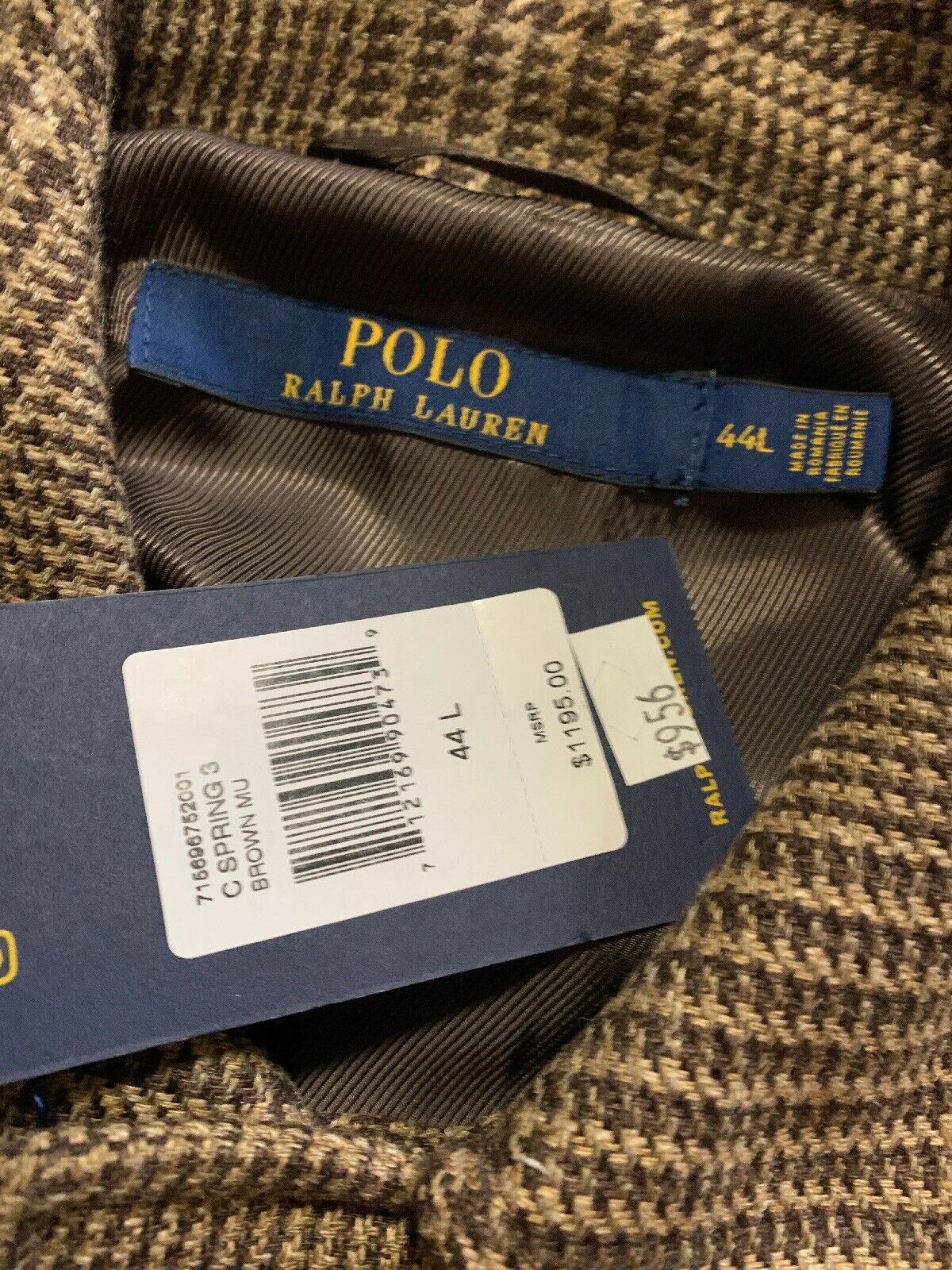 Neu$1195 Polo Ralph Lauren Herren-Mantel aus Leinen/Seide, Trenchcoat, Braun, 44L US