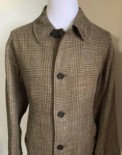 Neu$1195 Polo Ralph Lauren Herren-Mantel aus Leinen/Seide, Trenchcoat, Braun, 44L US