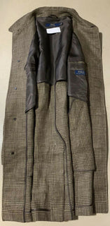 Neu$1195 Polo Ralph Lauren Herren-Mantel aus Leinen/Seide, Trenchcoat, Braun, 44L US