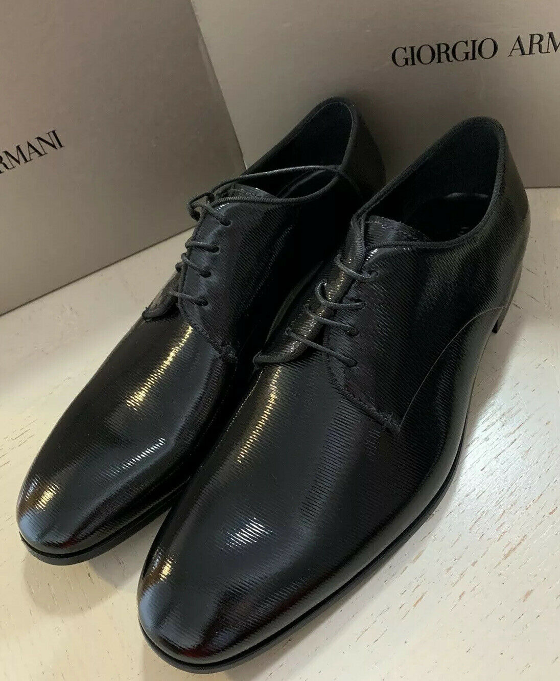 Neu $925 Giorgio Armani Herren Leder Oxfords Schuhe Schwarz 10 US/9 UK X2C055