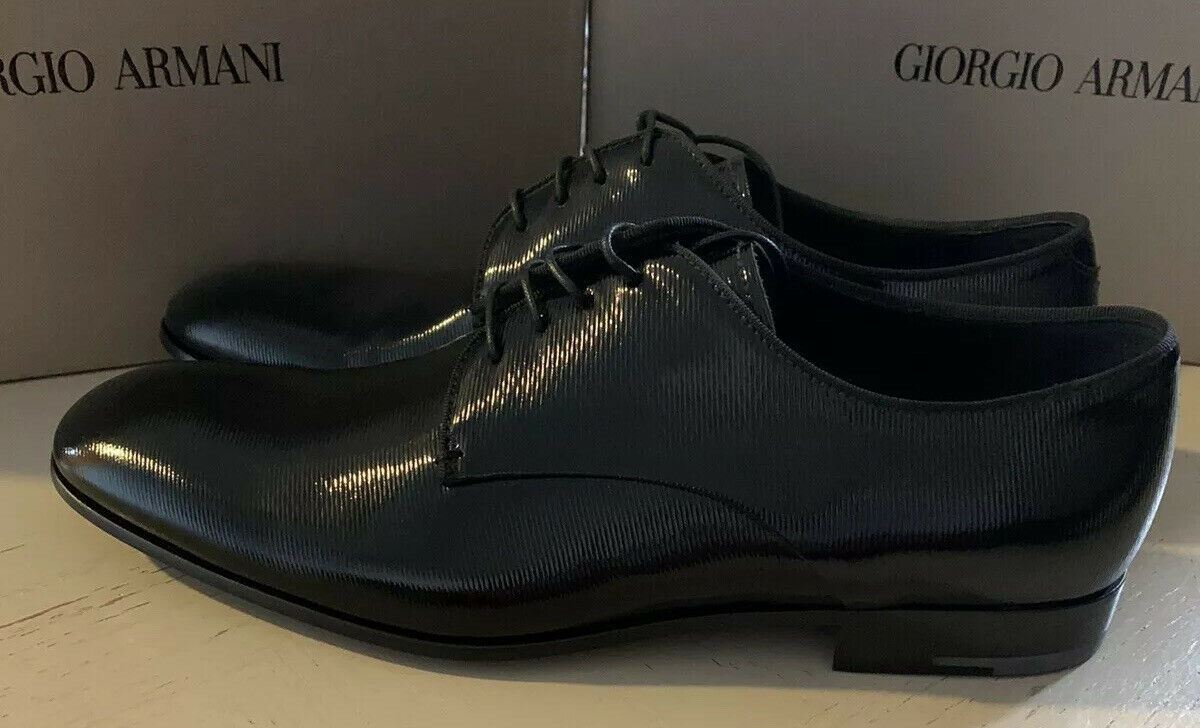 Neu $925 Giorgio Armani Herren Leder Oxfords Schuhe Schwarz 10 US/9 UK X2C055