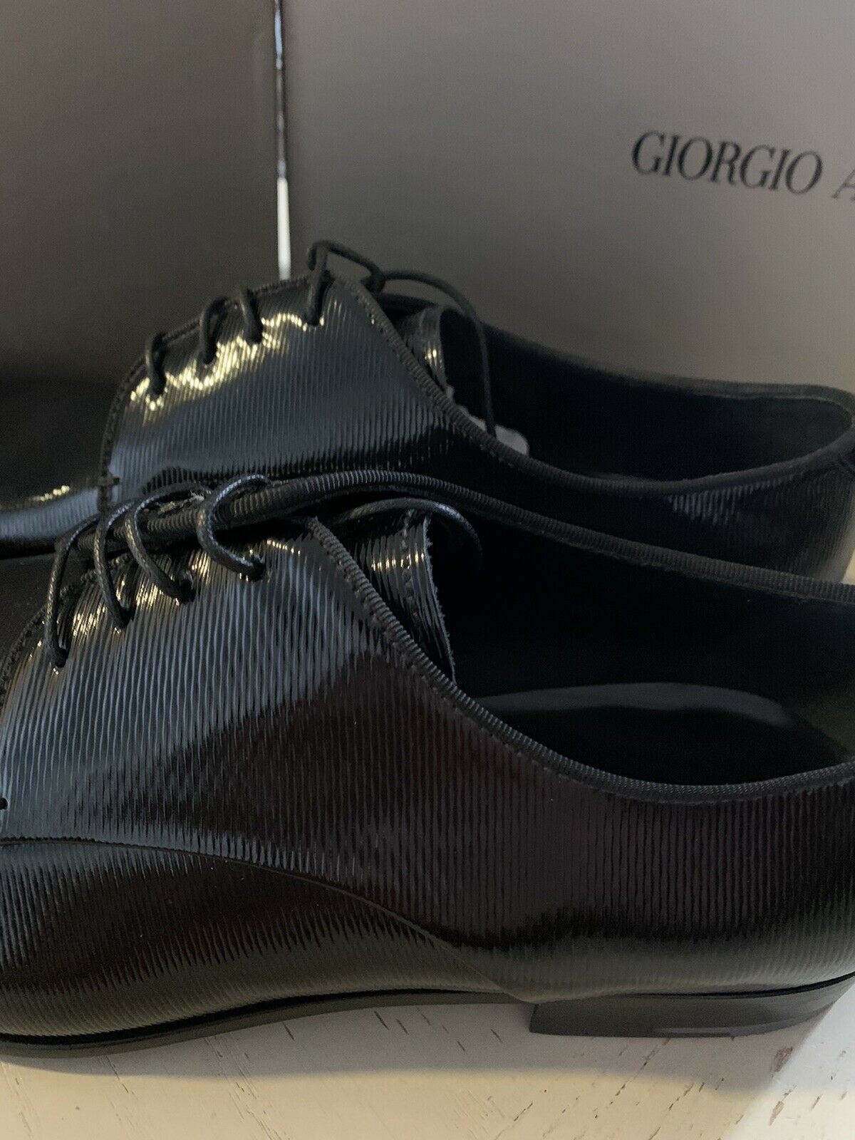 Neu $925 Giorgio Armani Herren Leder Oxfords Schuhe Schwarz 10 US/9 UK X2C055