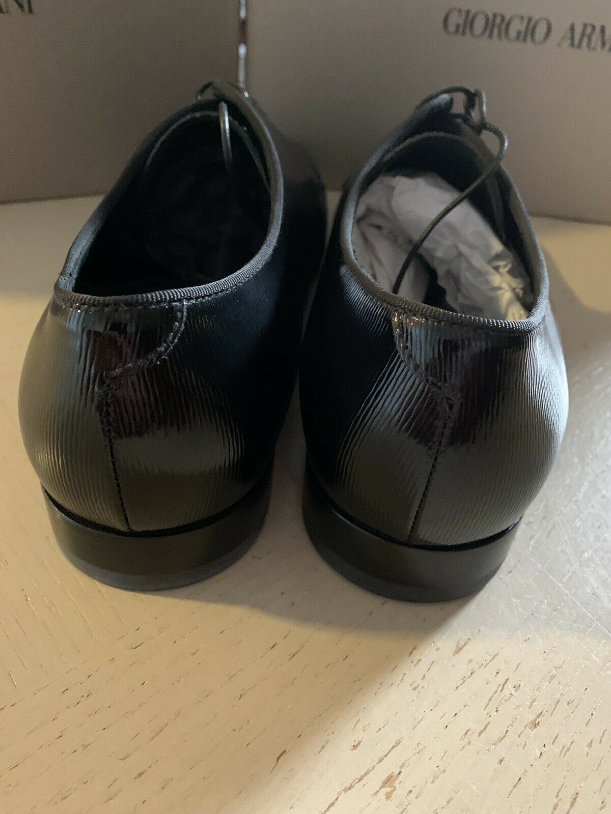 Neu $925 Giorgio Armani Herren Leder Oxfords Schuhe Schwarz 10 US/9 UK X2C055