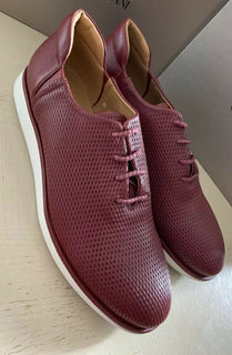Neu $975 Giorgio Armani Herren Leder Sneakers Schuhe DK Rot 10 US/9 UK X2C485