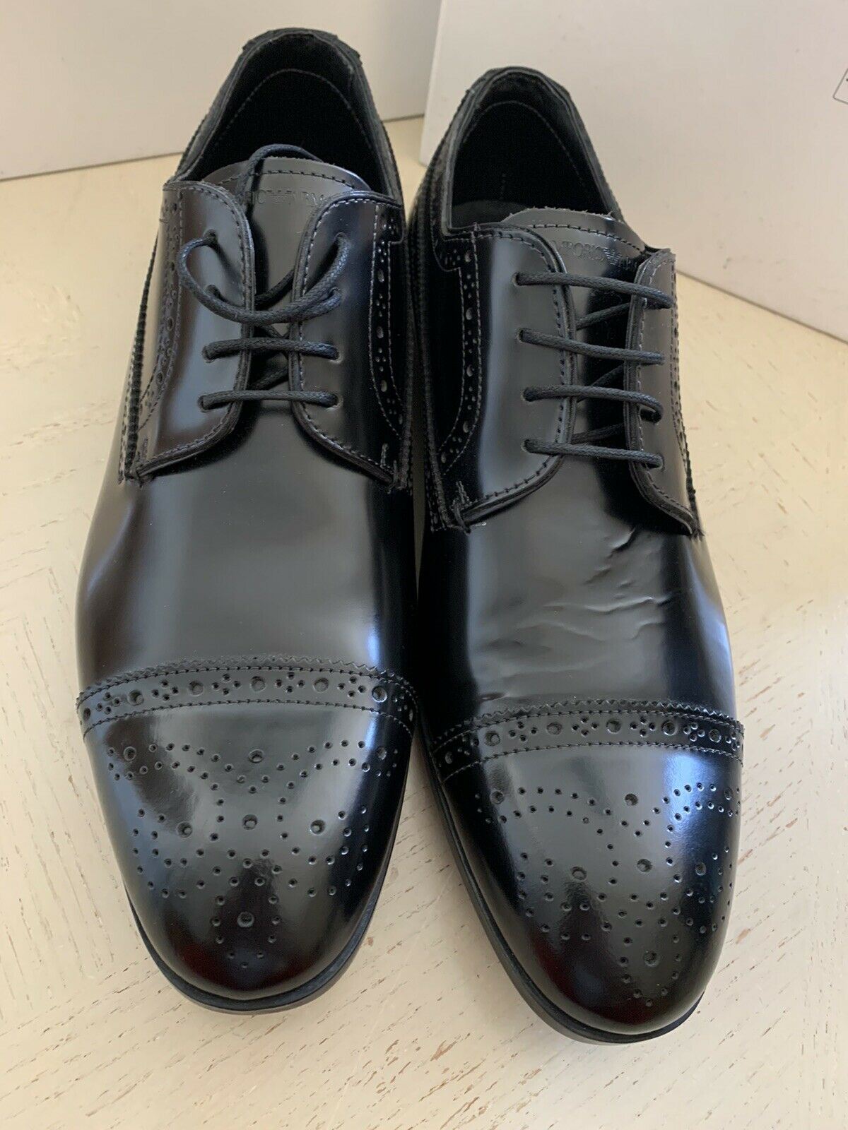 New $495 Emporio Armani Mens Oxfords Shoes Black 10 US/9 UK