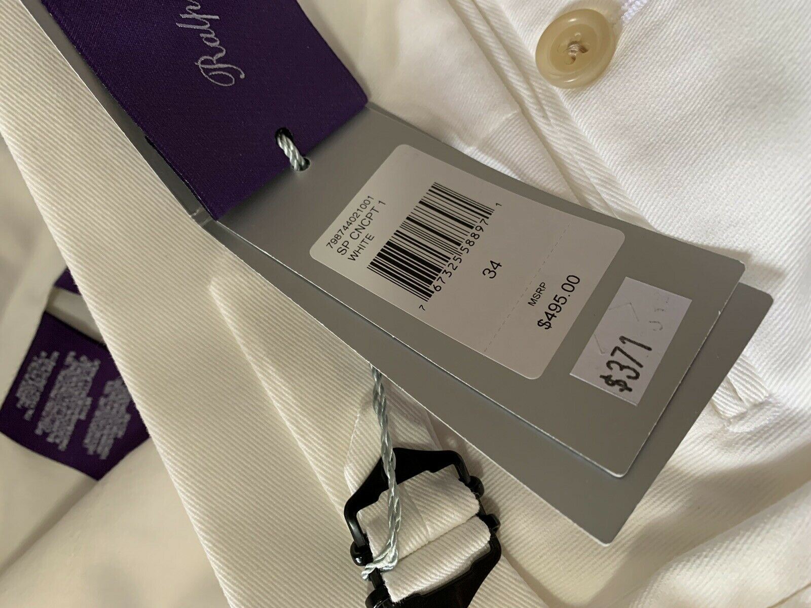 NWT $495 Ralph Lauren Purple Label Men Pants White 34 US ( 50 Euro ) Italy