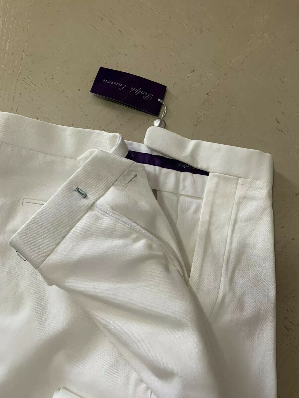 NWT $495 Ralph Lauren Purple Label Men Pants White 34 US ( 50 Euro ) Italy