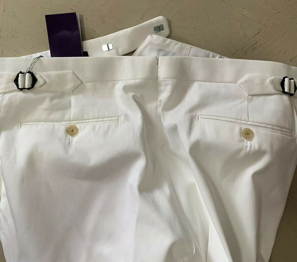 NWT $495 Ralph Lauren Purple Label Men Pants White 34 US ( 50 Euro ) Italy