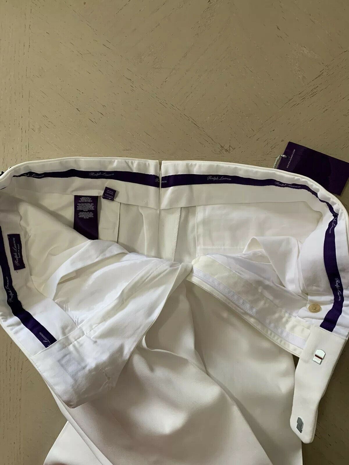 NWT $495 Ralph Lauren Purple Label Men Pants White 34 US ( 50 Euro ) Italy