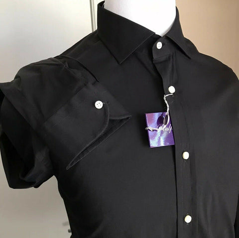PoNWT $395 Ralph Lauren Purple Label Herrenhemd, Schwarz, Größe 41/16, Italien