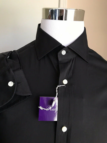 PoNWT $395 Ralph Lauren Purple Label Herrenhemd, Schwarz, Größe 41/16, Italien