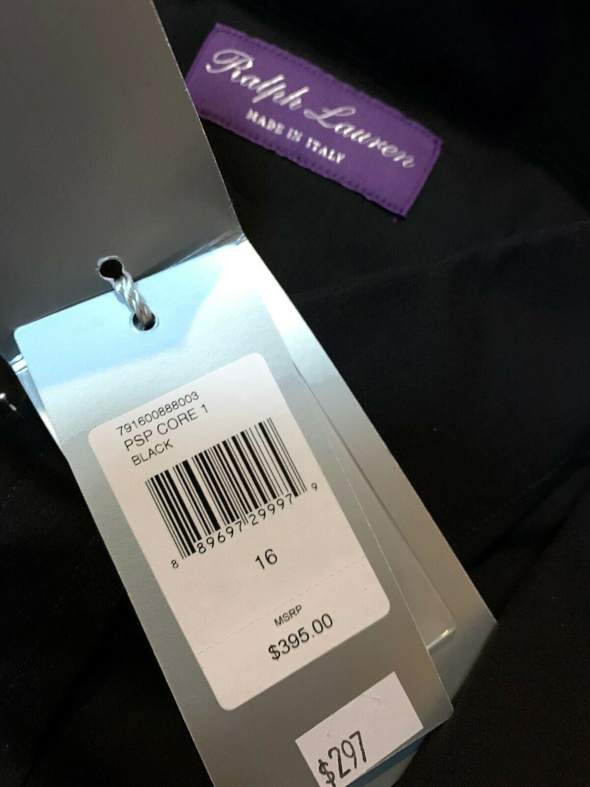 PoNWT $395 Мужская классическая рубашка Ralph Lauren Purple Label черная, размер 41/16, Италия
