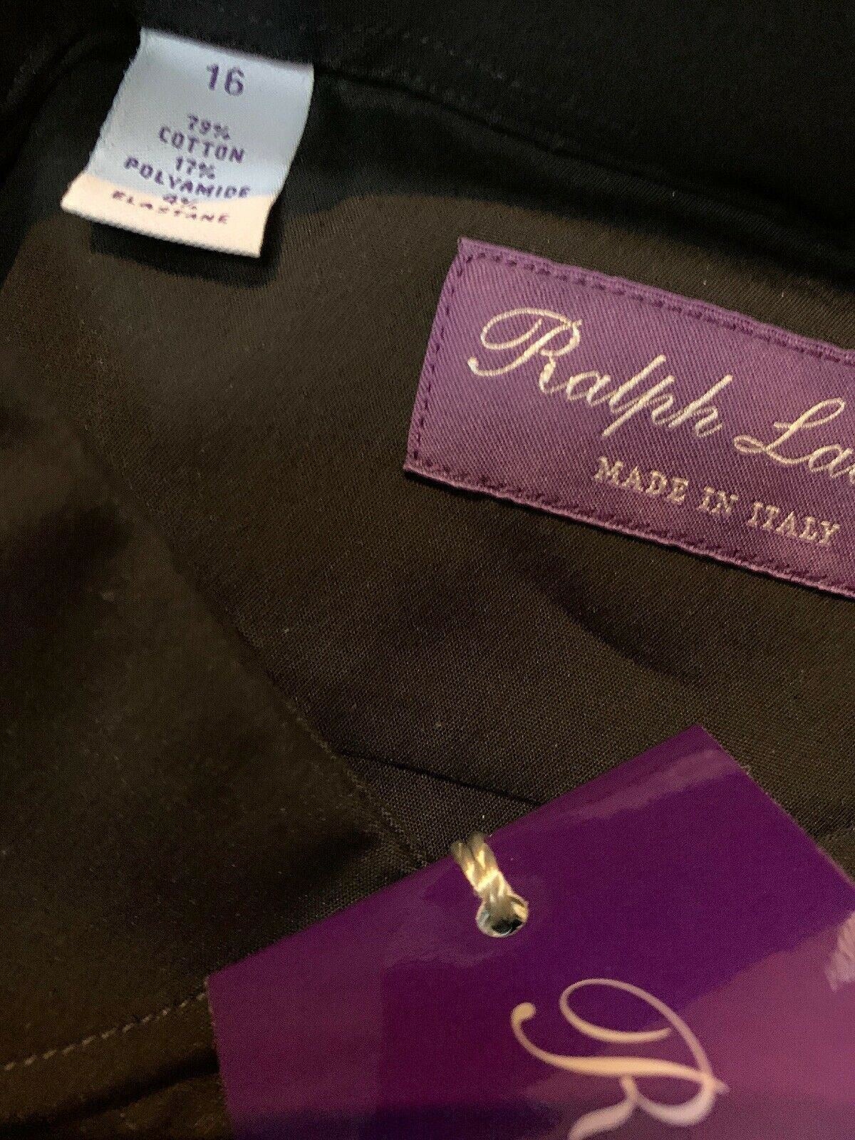 PoNWT $395 Ralph Lauren Purple Label Mens Dress Shirt Black Size 41/16 Italy