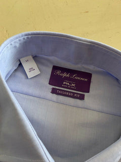 NWT $395 Ralph Lauren Purple Label RLX Mens Dress Shirt Blue Size 17 Italy