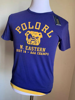 Neu mit Etikett: Polo Ralph Lauren Herren-T-Shirt mit zwei Seiten, Blau/Gelb, Größe S