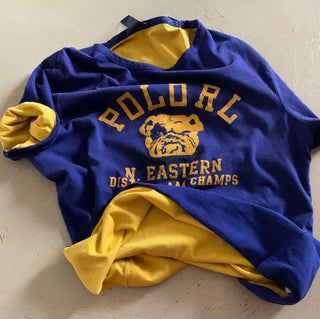 Neu mit Etikett: Polo Ralph Lauren Herren-T-Shirt mit zwei Seiten, Blau/Gelb, Größe S
