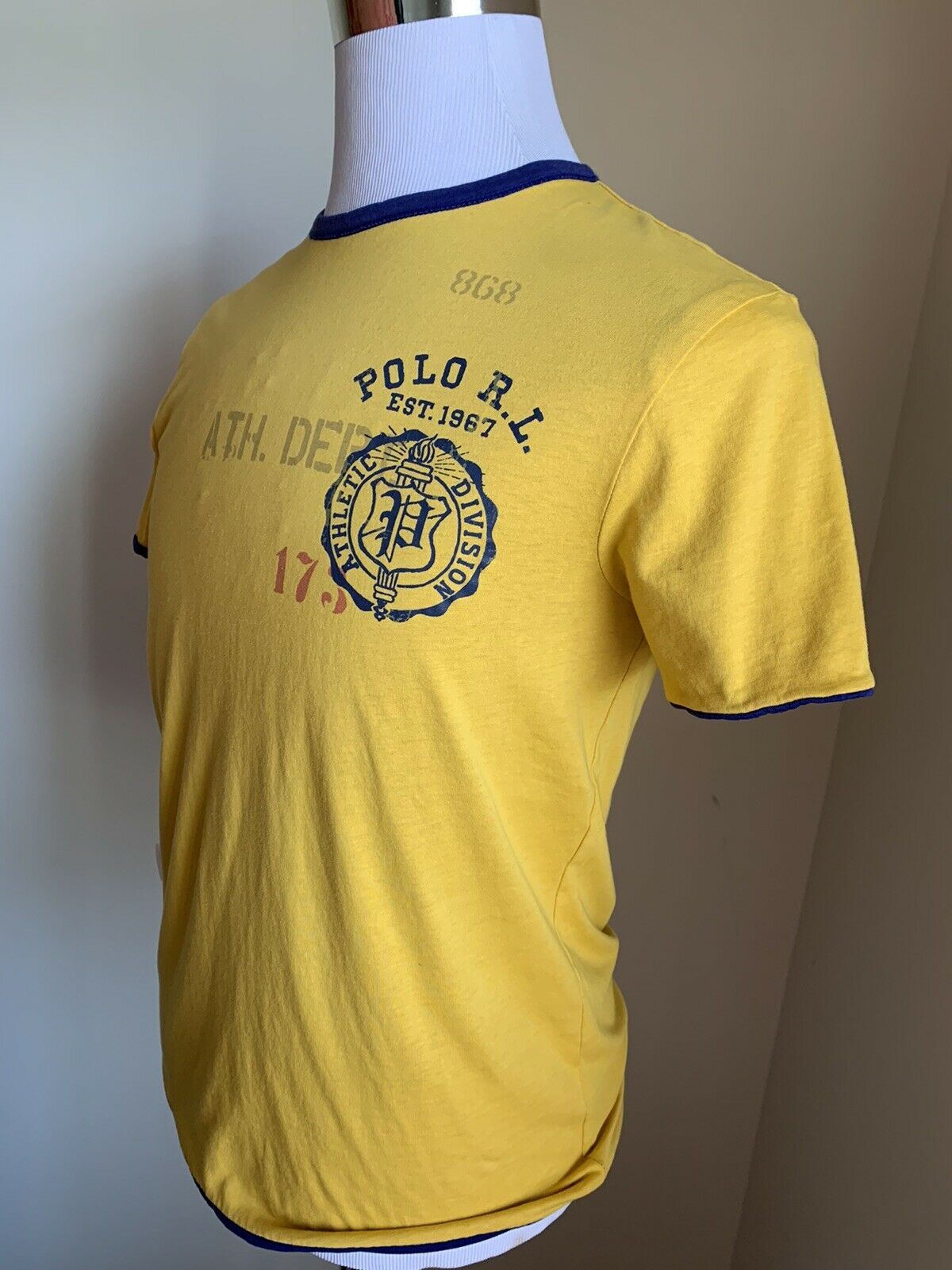 NWT Polo Ralph Lauren Mens 2 Sided T Shirt Blue/Yellow Size S