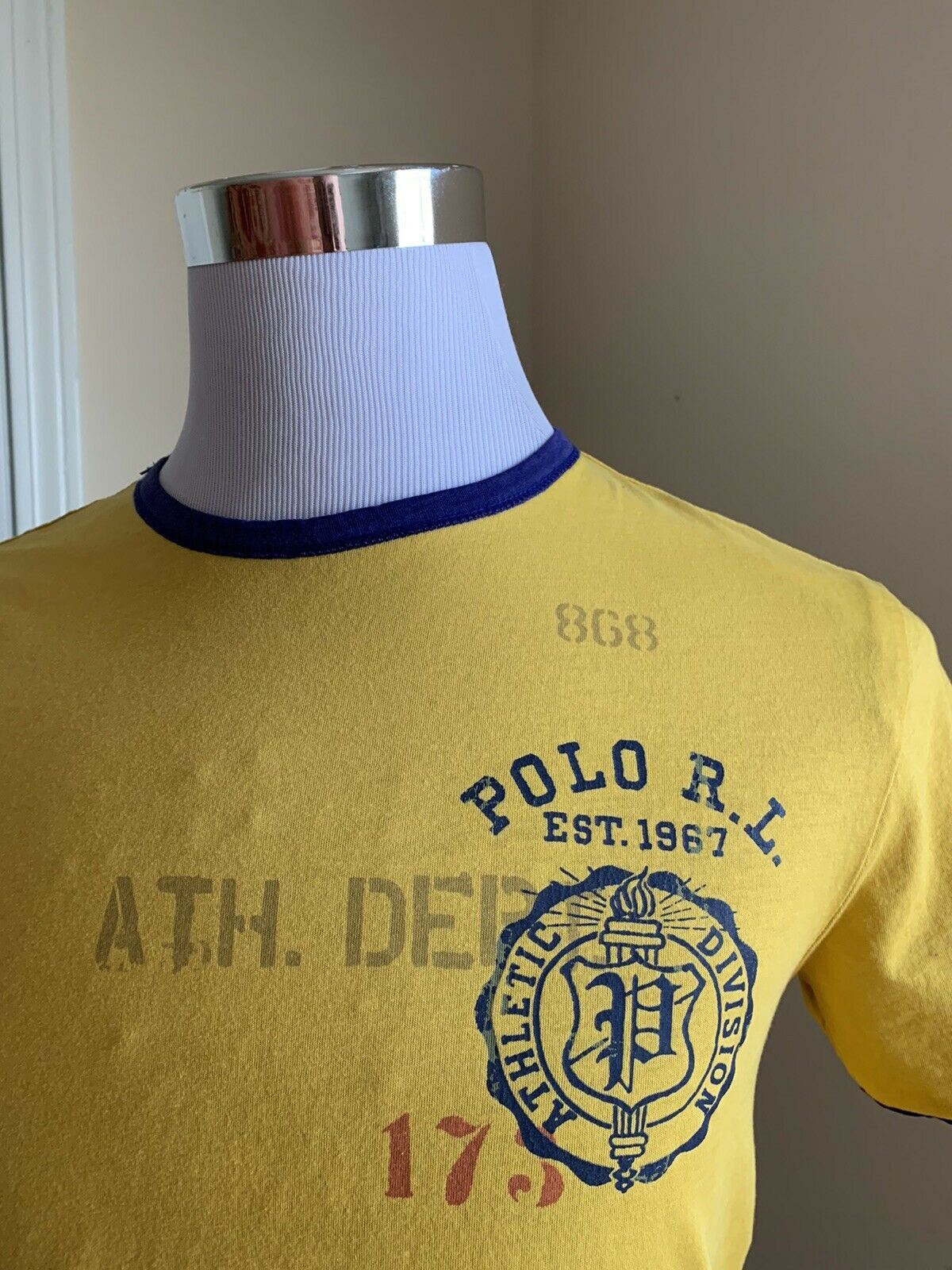 NWT Polo Ralph Lauren Mens 2 Sided T Shirt Blue/Yellow Size S