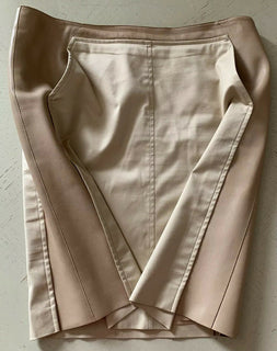 $2785 AKRIS Leather Cotton Skirt LT Brown 12 US ( 44 Eu )
