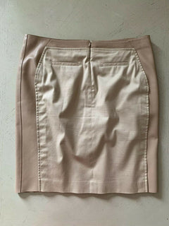$2785 AKRIS Leather Cotton Skirt LT Brown 12 US ( 44 Eu )