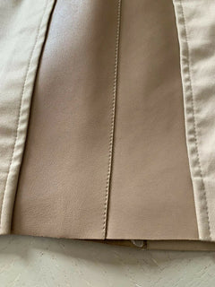 $2785 AKRIS Leather Cotton Skirt LT Brown 12 US ( 44 Eu )