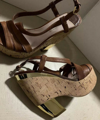 $1250 Miu Miu Women’s Leather Shoes Sandal Brown 8.5 US ( 38.5 Eu ) Italy