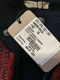 NWT $1980 Bottega Veneta Men Cashmere Cardigan Sweater Burgundy/Black M ( 50 E )