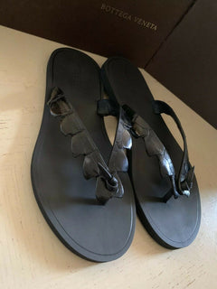 NIB $ 620 Bottega Veneta Herren Krokodil Flip Flop Sandale Schuhe Schwarz 8 US/41 Euro 