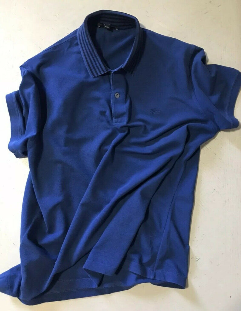 645 $ Gucci Herren-Poloshirt Slim Fit Blau Größe XXXL Italien