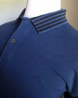 645 $ Gucci Herren-Poloshirt Slim Fit Blau Größe XXXL Italien