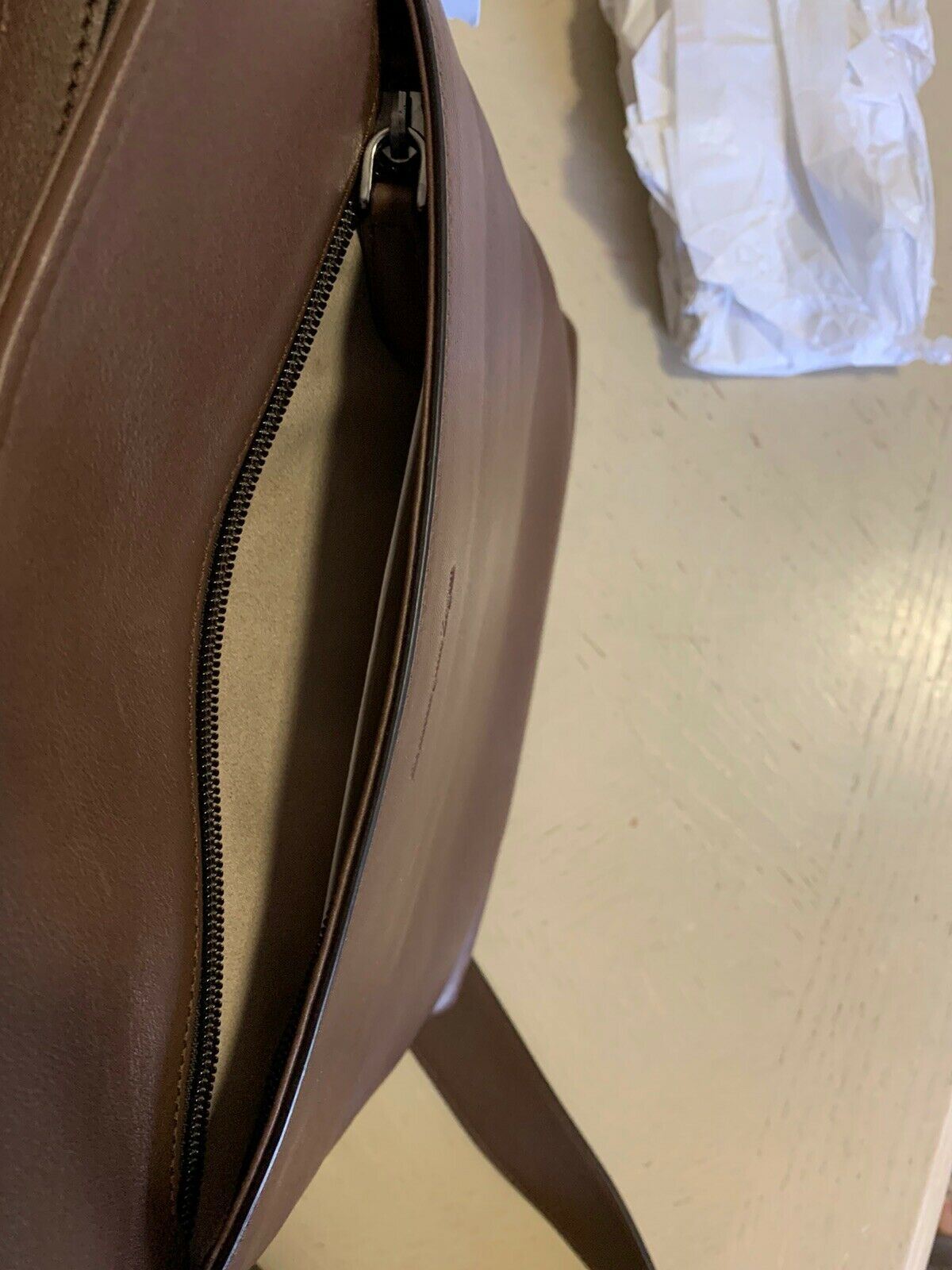 New $1595 Ermenegildo Zegna Pelletessuta Leather Messenger Bag DK Brown Italy