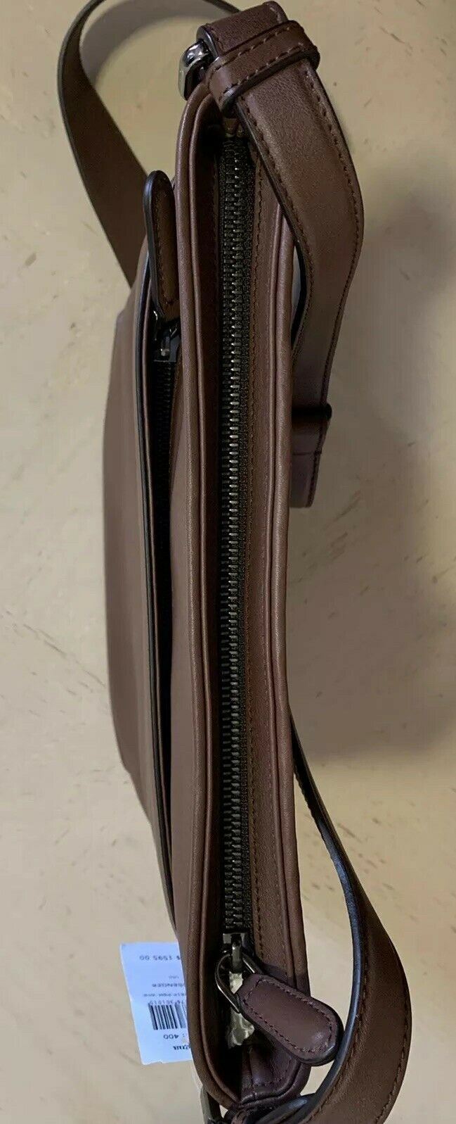 New $1595 Ermenegildo Zegna Pelletessuta Leather Messenger Bag DK Brown Italy