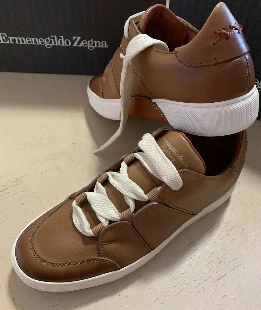 Neu $795 Ermenegildo Zegna Couture Leder-Sneakers Schuhe MD Beige 9,5 US