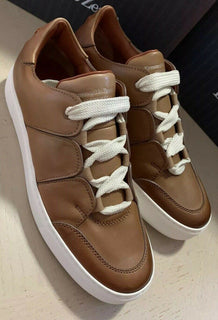 Neu $795 Ermenegildo Zegna Couture Leder-Sneakers Schuhe MD Beige 9,5 US