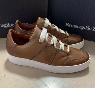 Neu $795 Ermenegildo Zegna Couture Leder-Sneakers Schuhe MD Beige 9,5 US