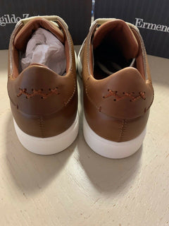 Neu $795 Ermenegildo Zegna Couture Leder-Sneakers Schuhe MD Beige 9,5 US