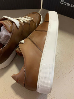 Neu $795 Ermenegildo Zegna Couture Leder-Sneakers Schuhe MD Beige 9,5 US