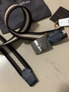 New $425 Ermenegildo Zegna Belt Brown/Blue/White/Black 32/85 Italy