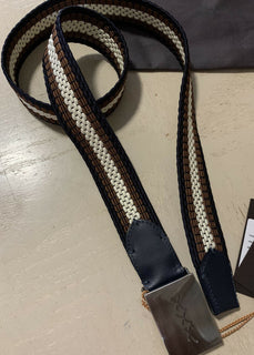 New $425 Ermenegildo Zegna Belt Brown/Blue/White/Black 32/85 Italy