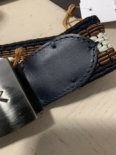 New $425 Ermenegildo Zegna Belt Brown/Blue/White/Black 32/85 Italy