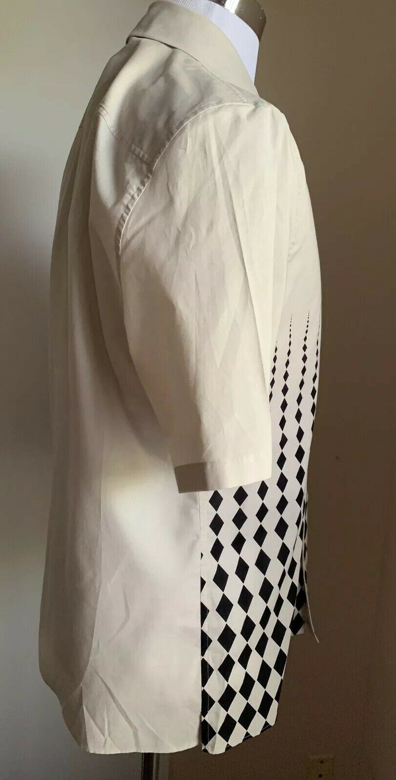 NWT $750 Bottega Veneta Mens Short Sleeve Shirt Mist-Black M US ( 50 Eu ) Italy
