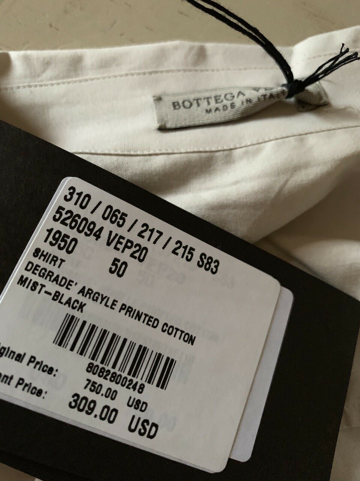 NWT $750 Мужская рубашка с коротким рукавом Bottega Veneta Mist-Black M США (50 евро) Италия