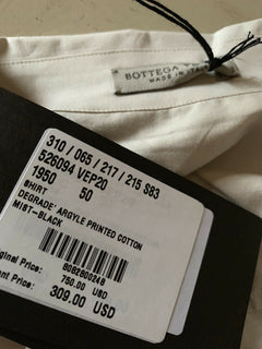 Neu mit Etikett: 750 $ Bottega Veneta Herren-Kurzarmhemd Mist-Black M US (50 Eu) Italien