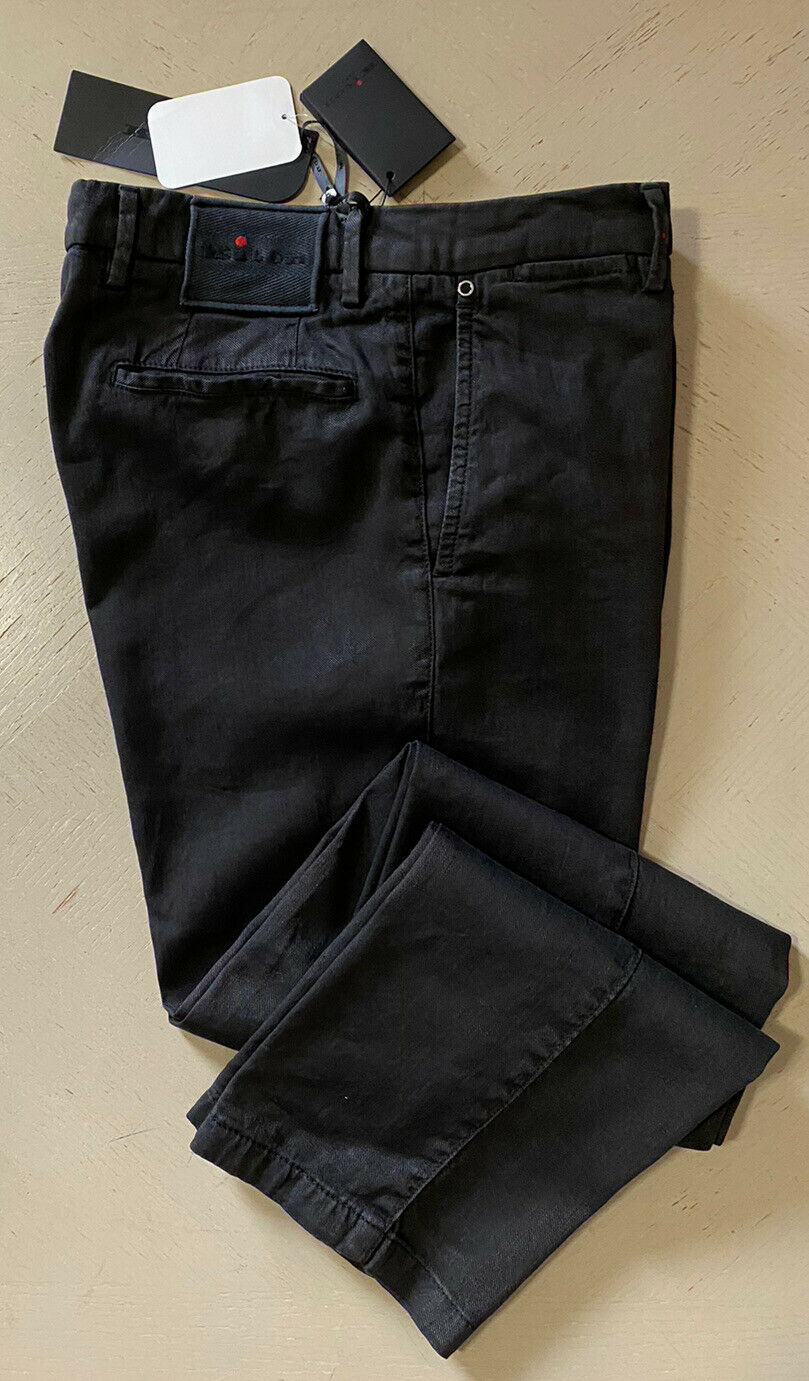 NWT $995 Kiton Mens Linen Cotton Pants Black/DK Brown Size 32 US ( 48 Eu ) Italy