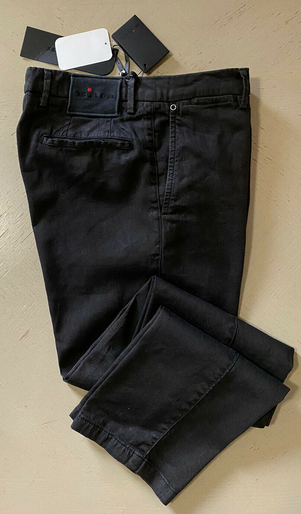 Neu mit Etikett: 995 $ Kiton Herren-Hose aus Leinen und Baumwolle, Schwarz/DK-Braun, Größe 32 US (48 EU), Italien